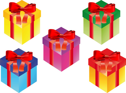 白色一排內(nèi)的紅色禮品盒